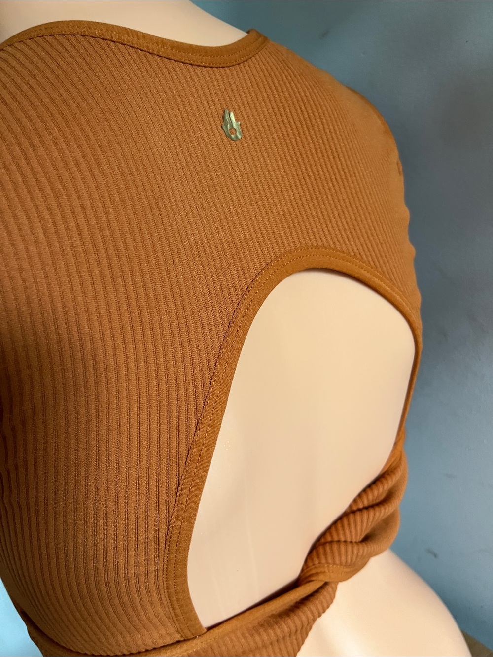 Spiritual Gangster Ribbed Open-Back Crop Top - Rust - Picture 5 of 6